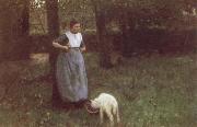 Anton mauve Laren Woman with Goat Germany oil painting artist